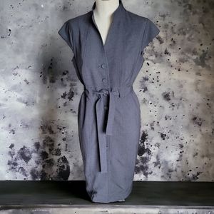 Calvin Klein Gray Cap Sleeved Dress Tie Waist US SZ 8